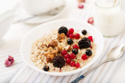 Bowl of porridge and fruit
