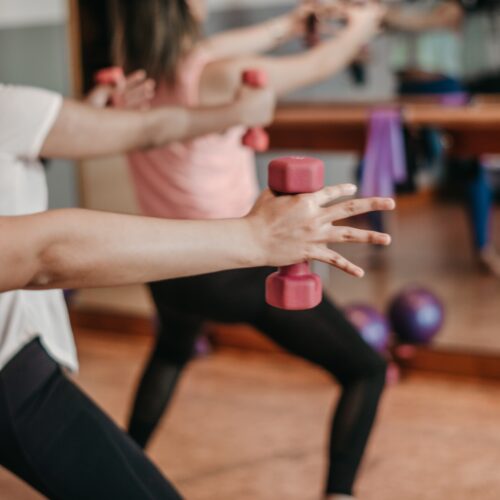 people at a tone and shape class