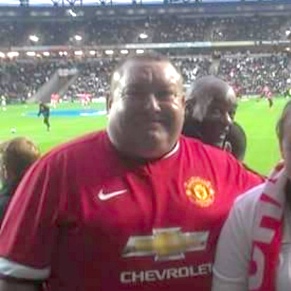 Paul Barraclough at a match day prior to weight loss success.