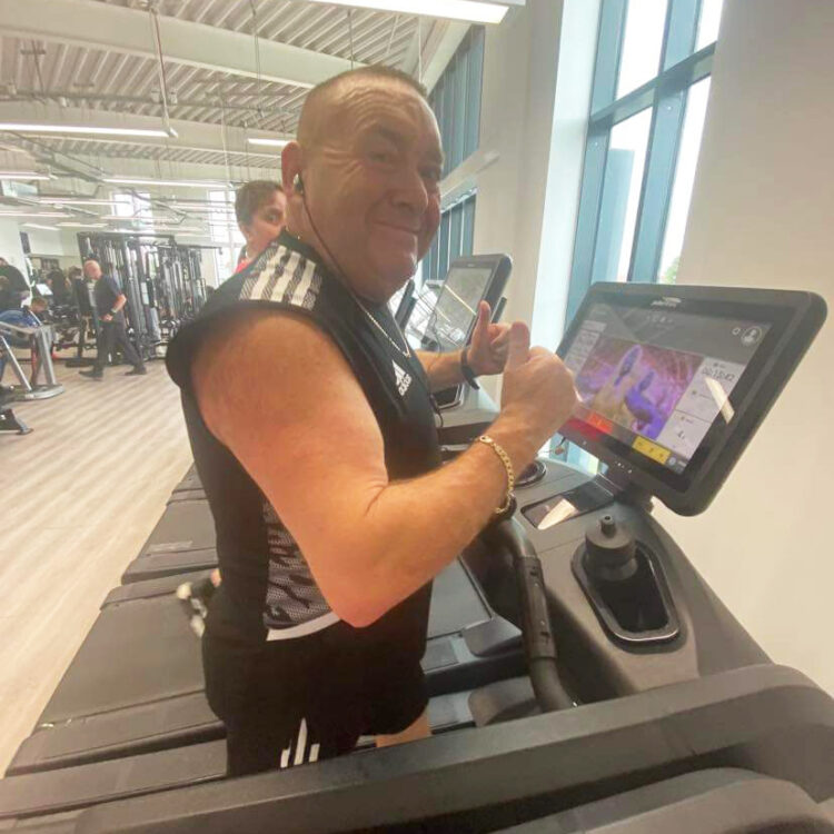 Paul Barraclough in the gym, after losing his weight.