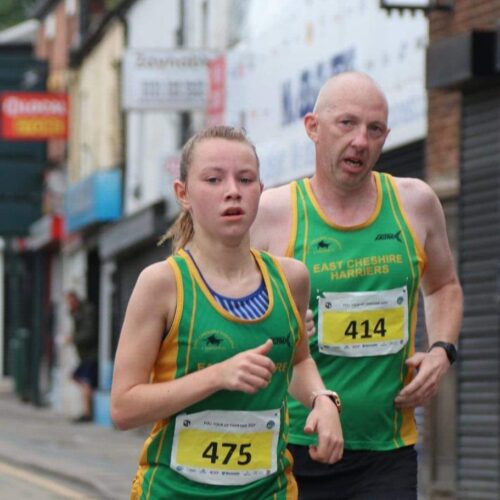 Darren and his daughter Aliesha running together in a race